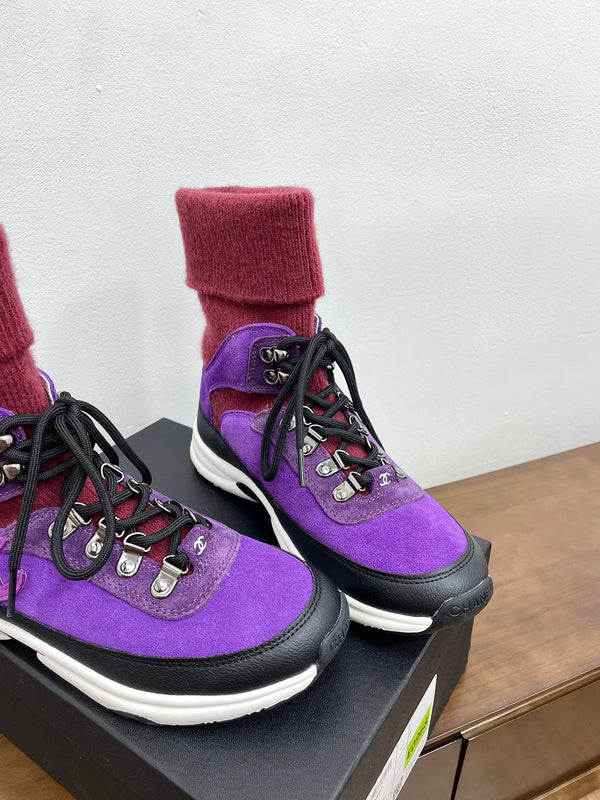 CC Sneaker 30mm Viola Rosso Camoscio e Lana