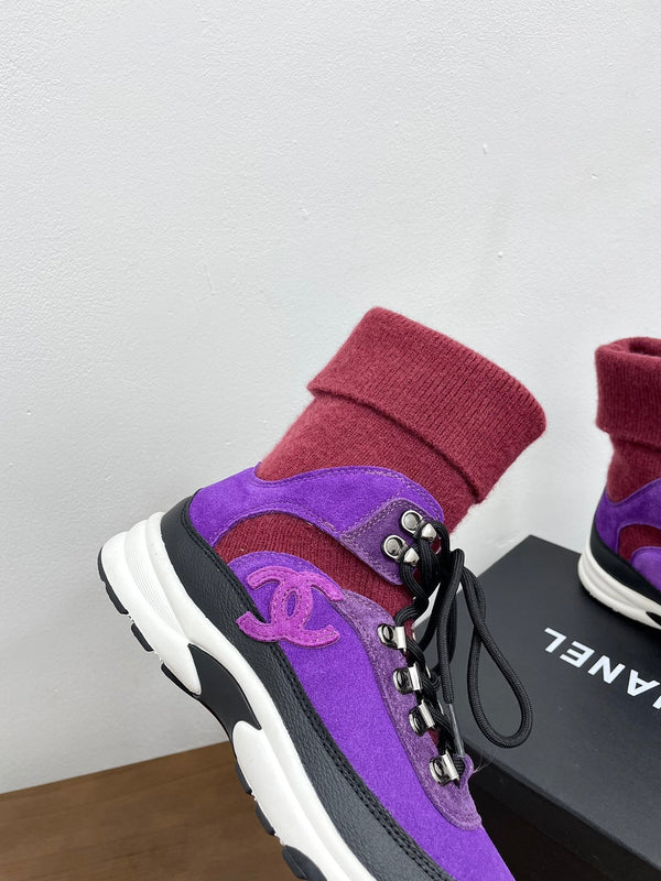 CC Sneaker 30mm Viola Rosso Camoscio e Lana