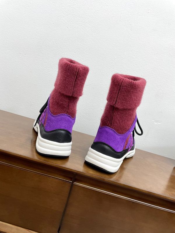CC Sneaker 30mm Viola Rosso Camoscio e Lana