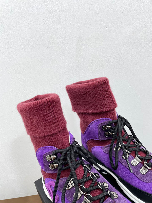 CC Sneaker 30mm Viola Rosso Camoscio e Lana