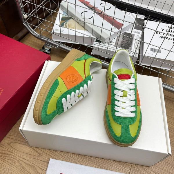 Upvillage Trainer 30mm In Lime Green Mix Emerald Laminated Calfskin With Suede 990147
