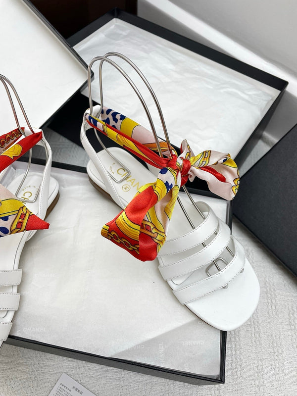 CC 25SS Sandals Three Straps White Calfskin 338324