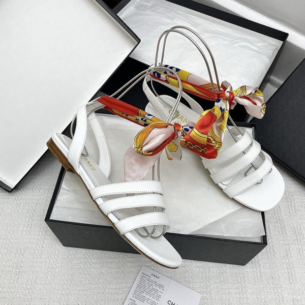 CC 25SS Sandals Three Straps White Calfskin 338324