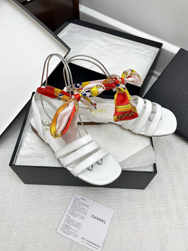 CC 25SS Sandals Three Straps White Calfskin 338324