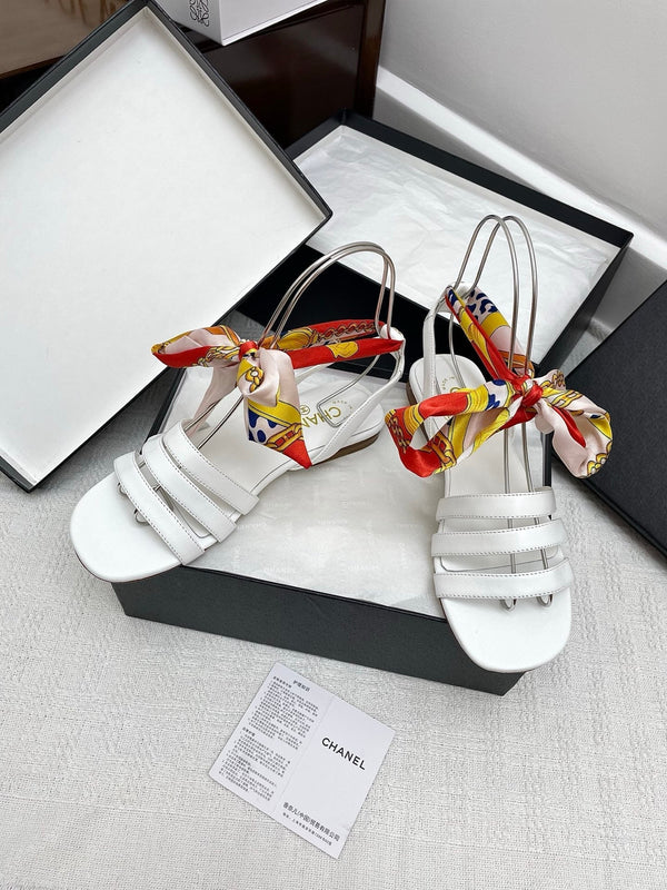 CC 25SS Sandals Three Straps White Calfskin 338324