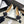 CC Logo Bow with Camellia Ballerina Flats Black White Cowhide Sheepskin 427021