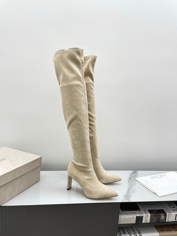 Jimmy Long Boots 85mm Ivory Suede 511614