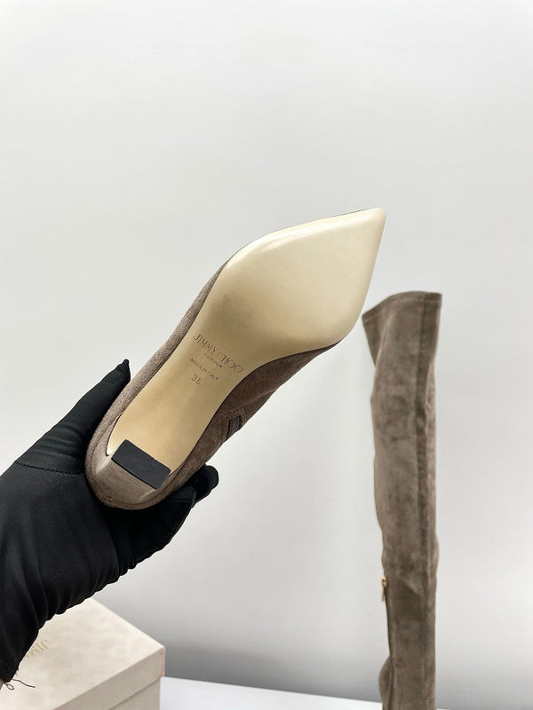 Jimmy Long Boots 85mm Olive Clay Suede 511615