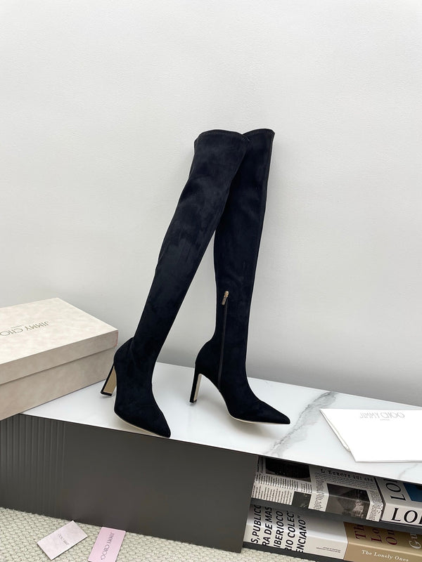 Jimmy Long Boots 85mm Black Suede  511616