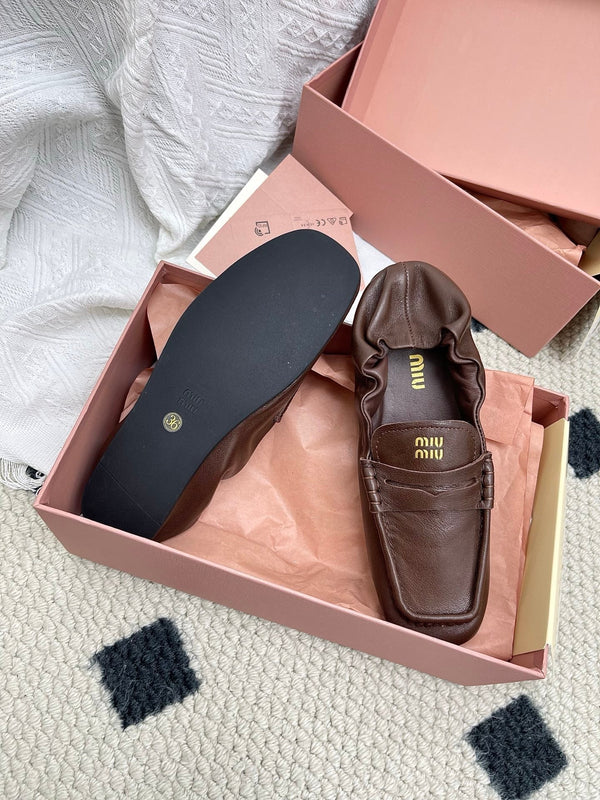 Miu Ruches Brown Leather 611335
