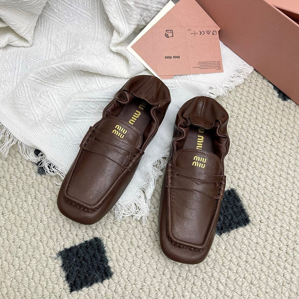 Miu Ruches Brown Leather 611335
