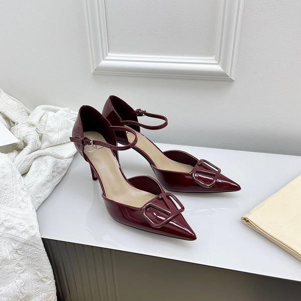 Valentino D'Orsay Slingback 6cm Burgundy Patent Leather 726950