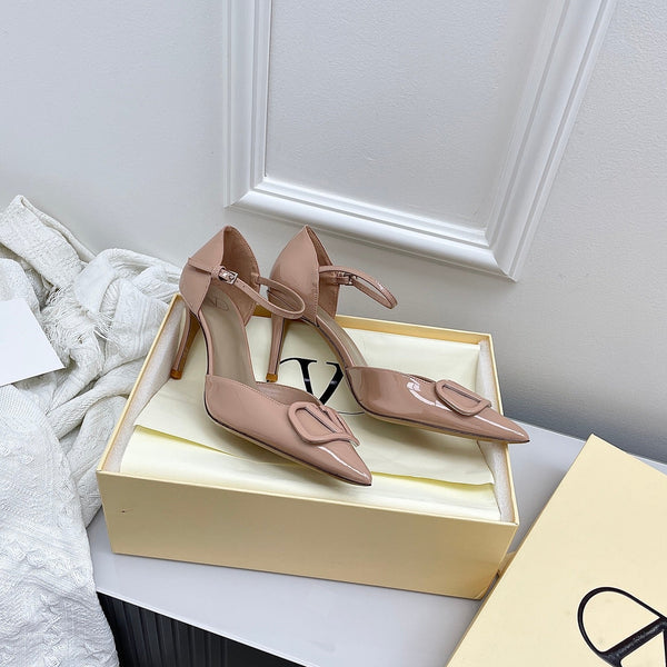 Valentino D'Orsay Slingback 6cm Cuir Verni Rose Foncé 726953