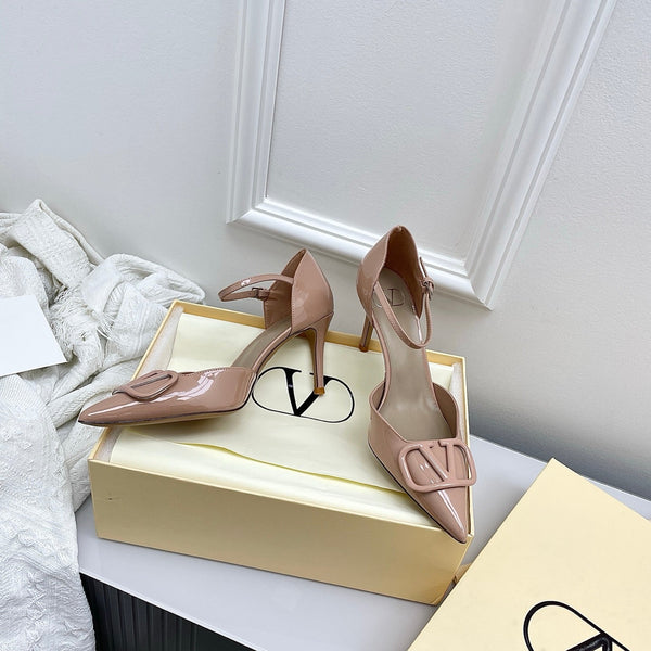 Valentino D'Orsay Slingback 6cm Cuir Verni Rose Foncé 726953