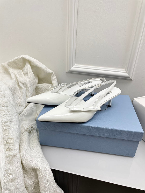 Prada 26s Slingback White Patent Leather 726981