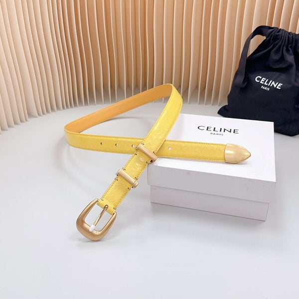 Medium Western Belt 25mm Yellow Calfskin Gold Loop Ghw