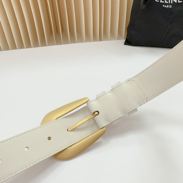 CEL Gold Western 35mm Belt White Cowhide 175054