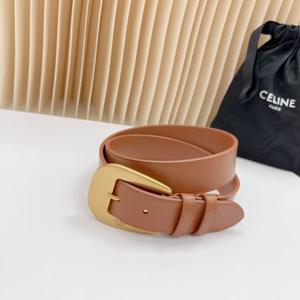 CEL Gold Western 35mm Belt Brown Cowhide 175053