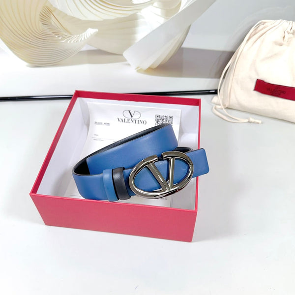 Ceinture Réversible The Bold Edition 30mm Cuir de veau bleu noir Boucle noire