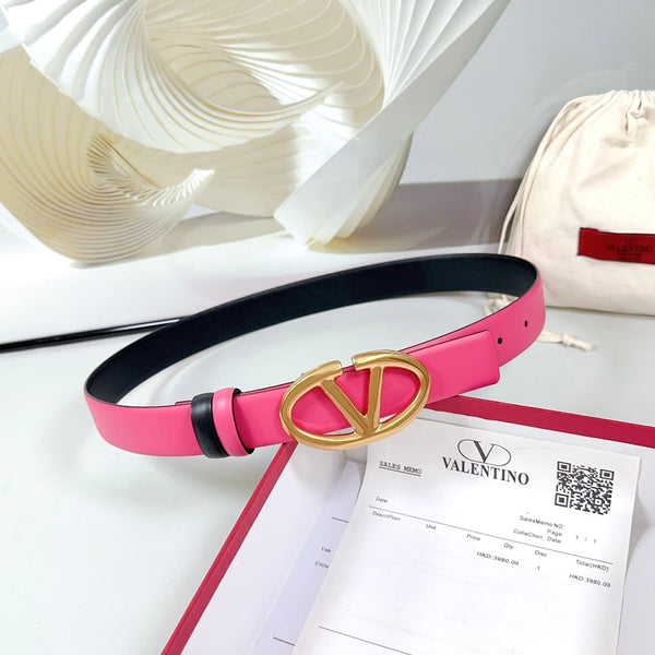 Ceinture Réversible The Bold Edition 30 mm Cuir de veau Rose Noir Boucle Dorée