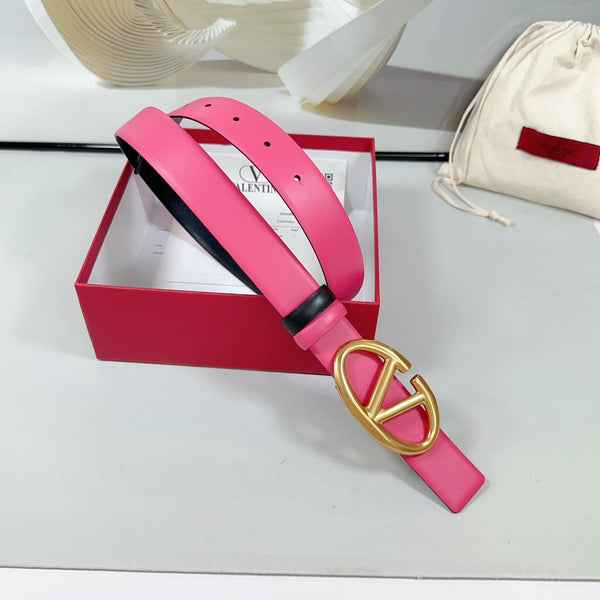 Ceinture Réversible The Bold Edition 30 mm Cuir de veau Rose Noir Boucle Dorée
