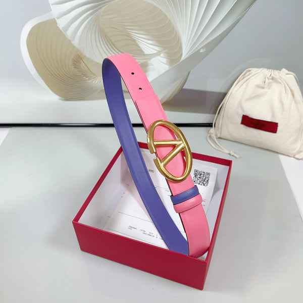 La ceinture réversible Bold Edition 30 mm veau rose et violet boucle dorée