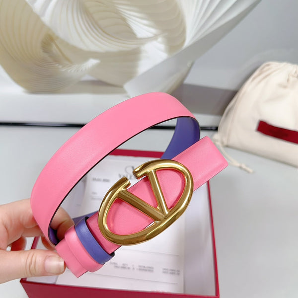 La ceinture réversible Bold Edition 30 mm veau rose et violet boucle dorée