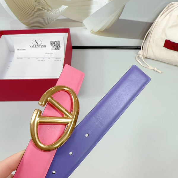 La ceinture réversible Bold Edition 30 mm veau rose et violet boucle dorée