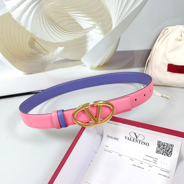 La ceinture réversible Bold Edition 30 mm veau rose et violet boucle dorée