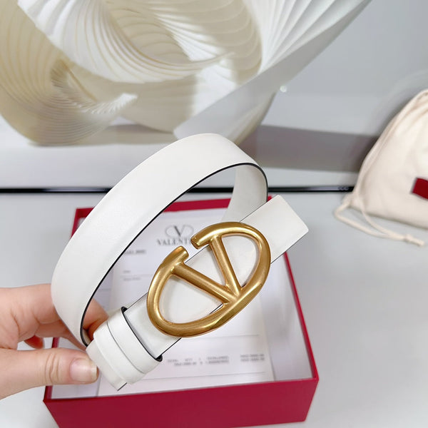 Ceinture Réversible The Bold Edition 30mm Cuir de Veau Blanc Boucle Dorée