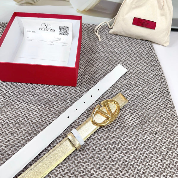 Ceinture Réversible The Bold Edition 30 mm veau blanc métallisé doré boucle dorée