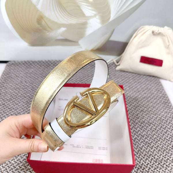 Ceinture Réversible The Bold Edition 30 mm veau blanc métallisé doré boucle dorée