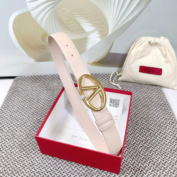 Ceinture Réversible The Bold Edition 30mm Cuir de Veau Rose Pastel Boucle Dorée