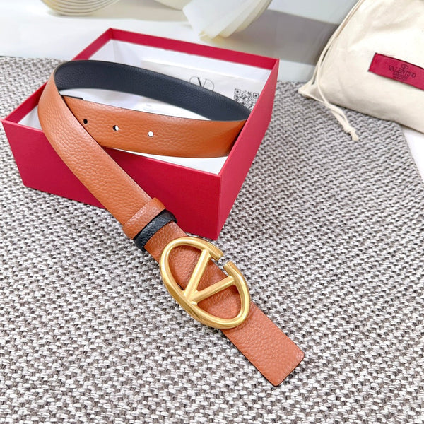 Ceinture réversible Bold Edition 30 mm veau grainé marron et noir, boucle dorée
