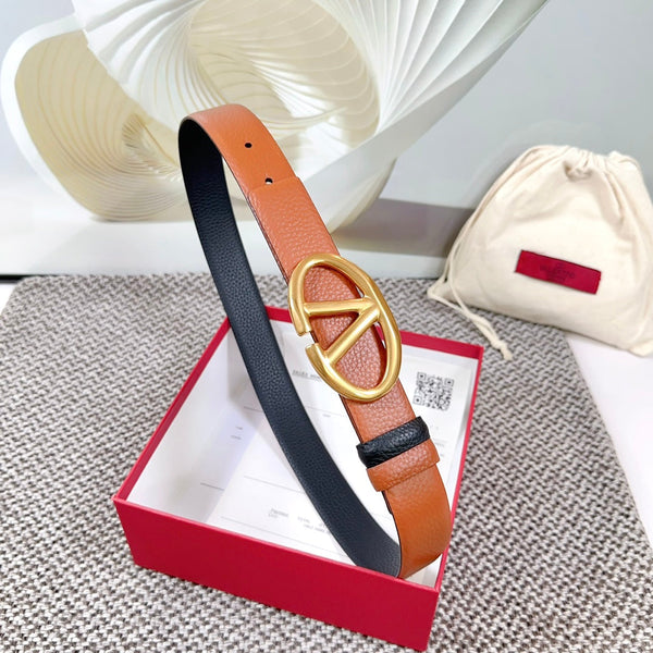 Ceinture réversible Bold Edition 30 mm veau grainé marron et noir, boucle dorée