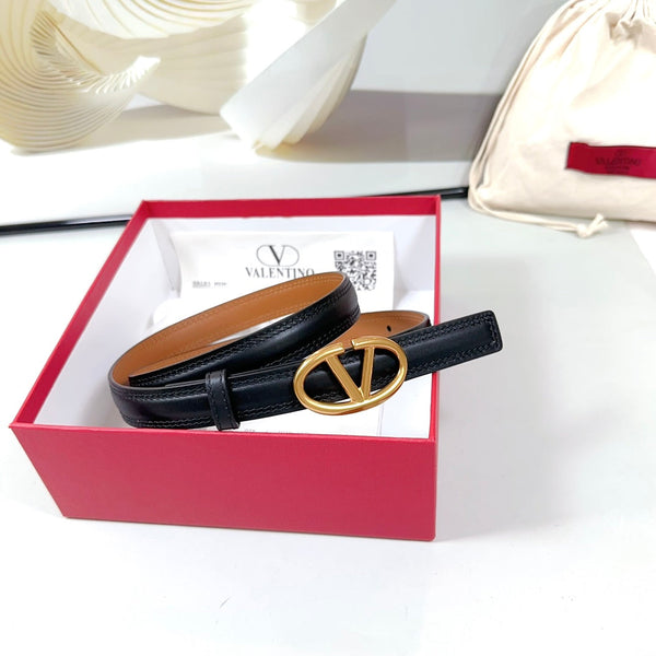 Ceinture The Bold Edition 20mm Cuir de veau noir et marron Boucle dorée