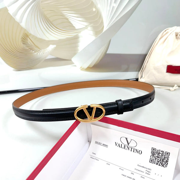 Ceinture The Bold Edition 20mm Cuir de veau noir et marron Boucle dorée