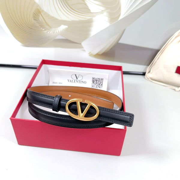 Ceinture The Bold Edition 20mm Cuir de veau noir et marron Boucle dorée