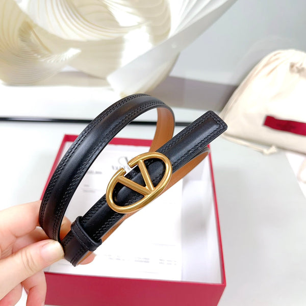 Ceinture The Bold Edition 20mm Cuir de veau noir et marron Boucle dorée