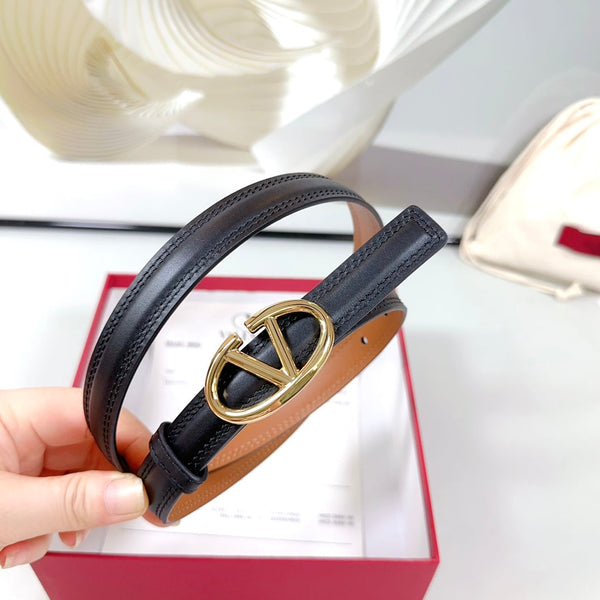Ceinture The Bold Edition 20mm en cuir de veau noir marron, boucle dorée claire