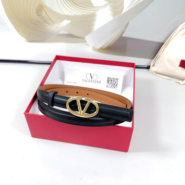 Ceinture The Bold Edition 20mm en cuir de veau noir marron, boucle dorée claire