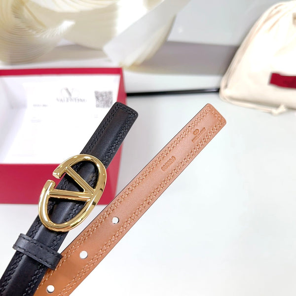 Ceinture The Bold Edition 20mm en cuir de veau noir marron, boucle dorée claire