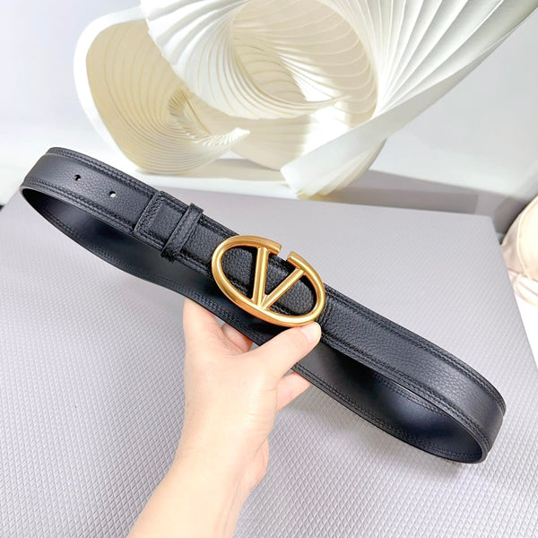 Ceinture The Bold Edition 34 mm en cuir de veau noir, boucle dorée