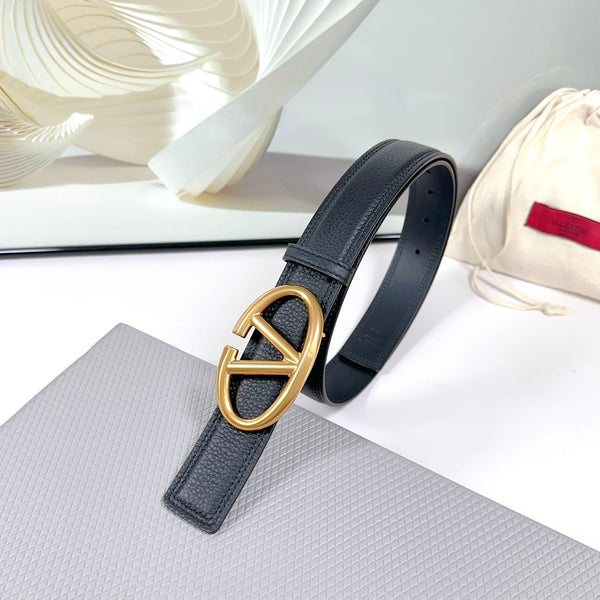 Ceinture The Bold Edition 34 mm en cuir de veau noir, boucle dorée