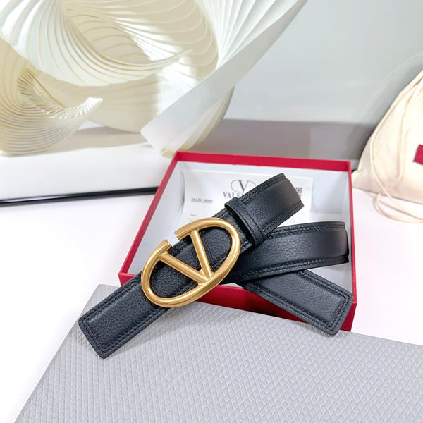Ceinture The Bold Edition 34 mm en cuir de veau noir, boucle dorée