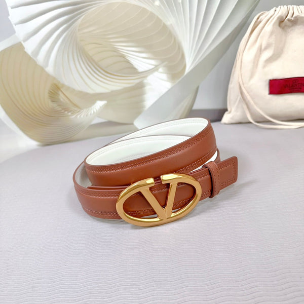 Ceinture Bold Edition 30mm veau marron et blanc boucle dorée