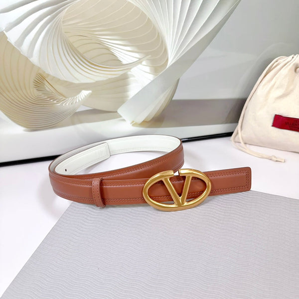 Ceinture Bold Edition 30mm veau marron et blanc boucle dorée