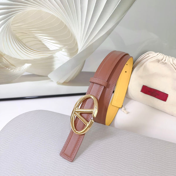 Ceinture The Bold Edition 30mm Cuir de veau marron et jaune Boucle or brillant