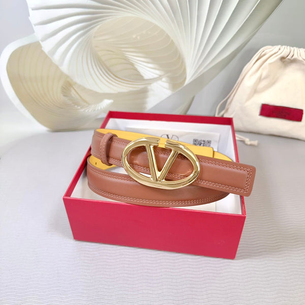 Ceinture The Bold Edition 30mm Cuir de veau marron et jaune Boucle or brillant