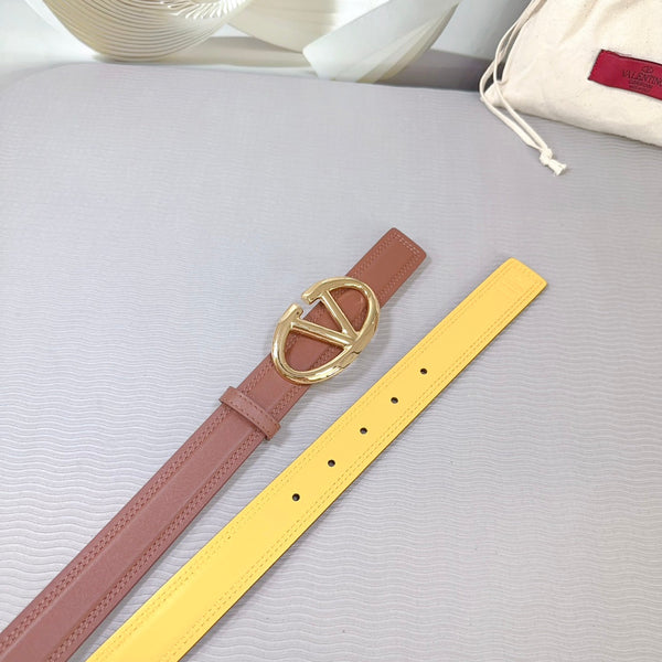 Ceinture The Bold Edition 30mm Cuir de veau marron et jaune Boucle or brillant